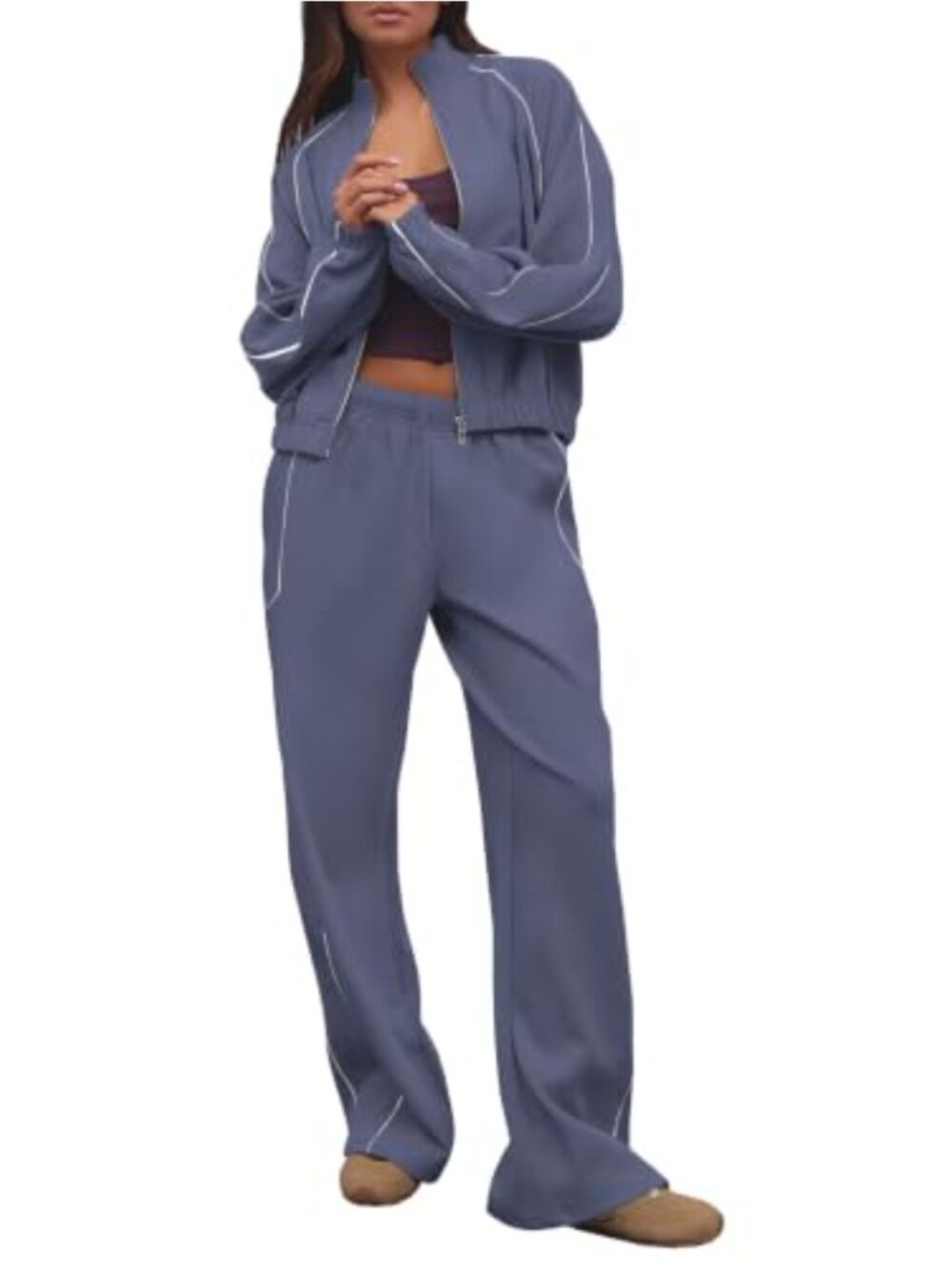 2 Piece Sweat Set Lounge Casual Zip Up Jogger